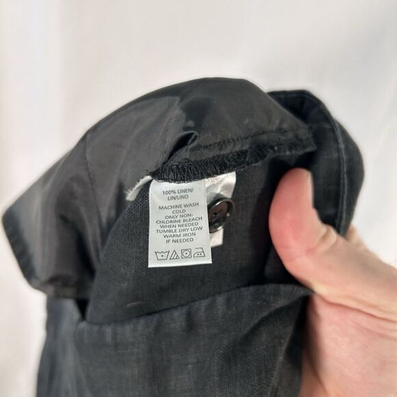 LOFT 100% Linen Pants Women's 2 Solid Black Low Rise Zip Hook Eye Lightweight - Picture 9 of 9